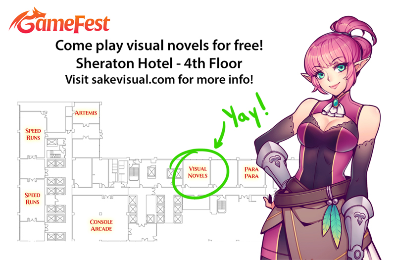 The visual novel reading room is located on the fourth floor of the hotel.